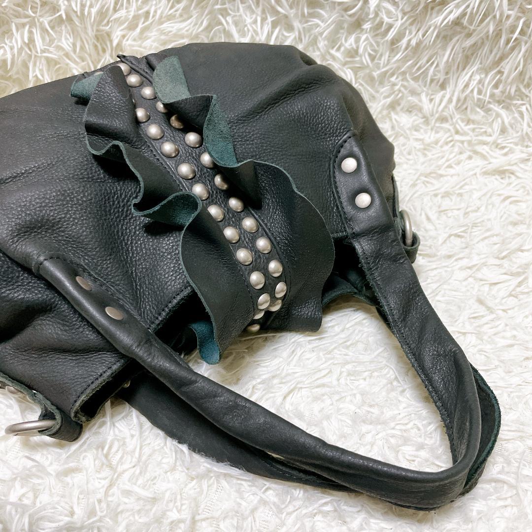 TRES シボ革 2way ショルダーバッグ スタッズ ブラック 黒 y2k