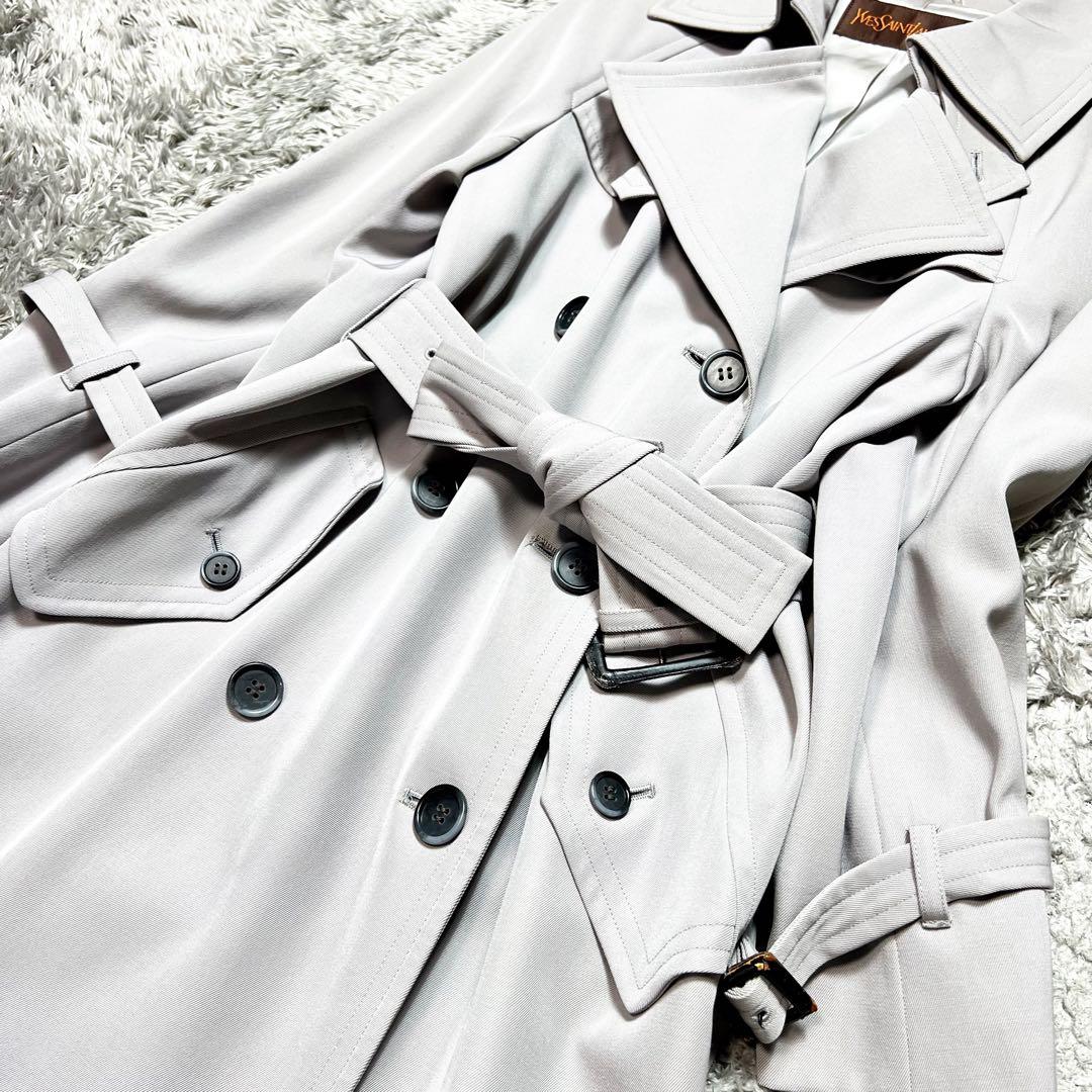 イヴサンローラン レディース　トレンチコート グレー T7 S相当 美品