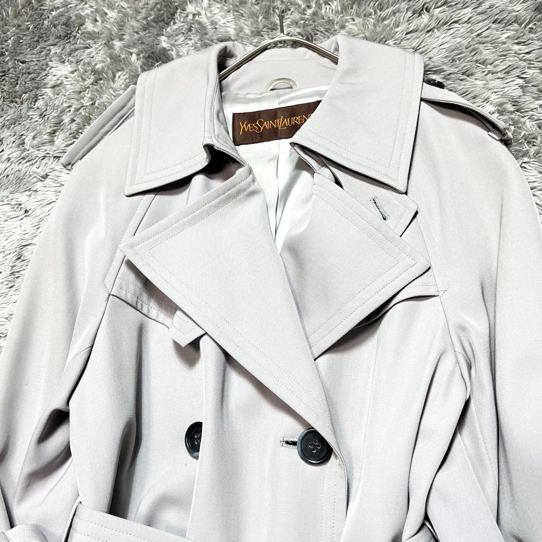 イヴサンローラン レディース　トレンチコート グレー T7 S相当 美品