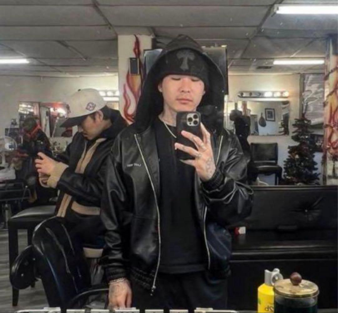 トップス LAST NEST lethar zip foodie