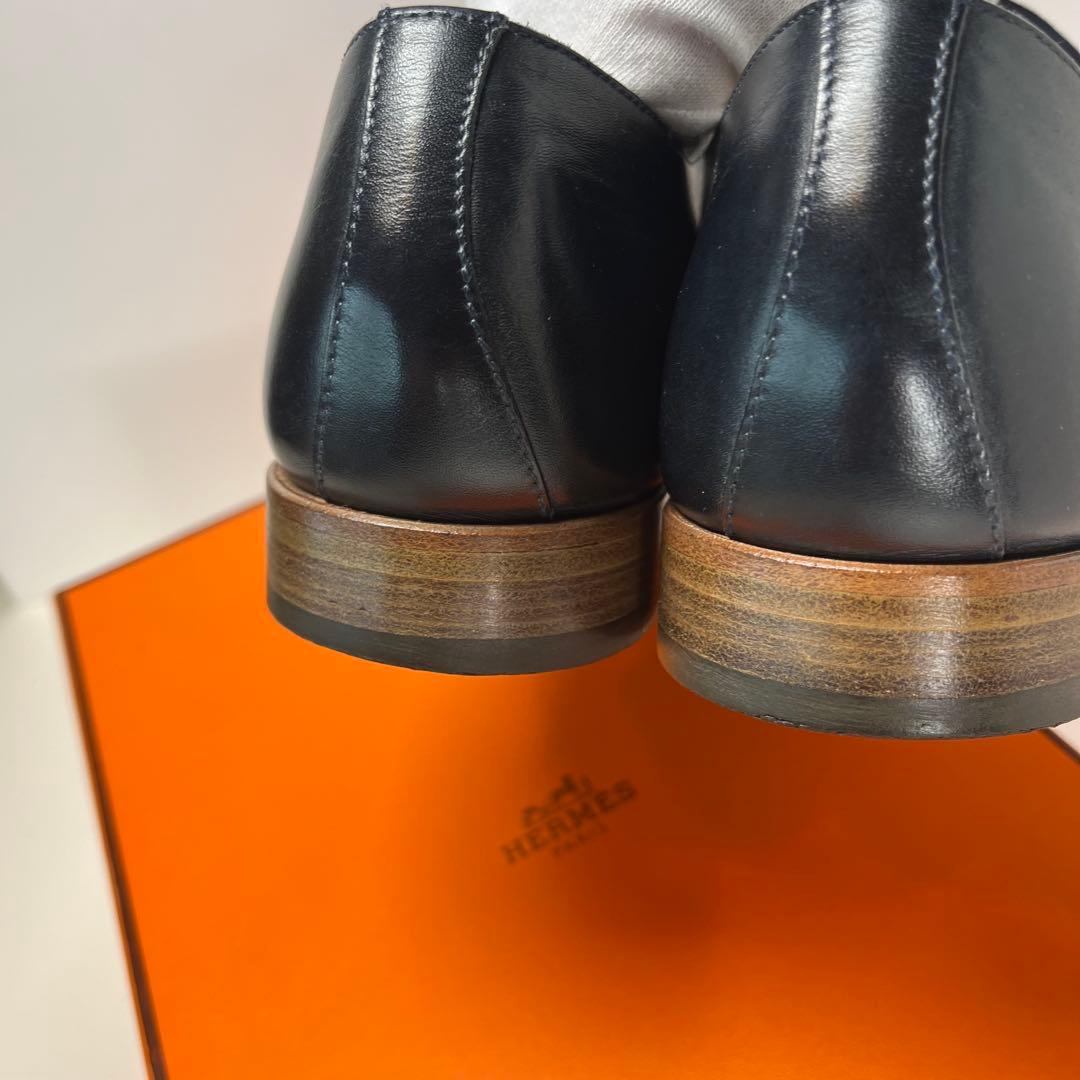 エルメス ストレートチップ 外羽根 レザー ダービーシューズ イタリア製 革靴