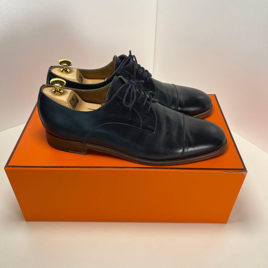 エルメス ストレートチップ 外羽根 レザー ダービーシューズ イタリア製 革靴