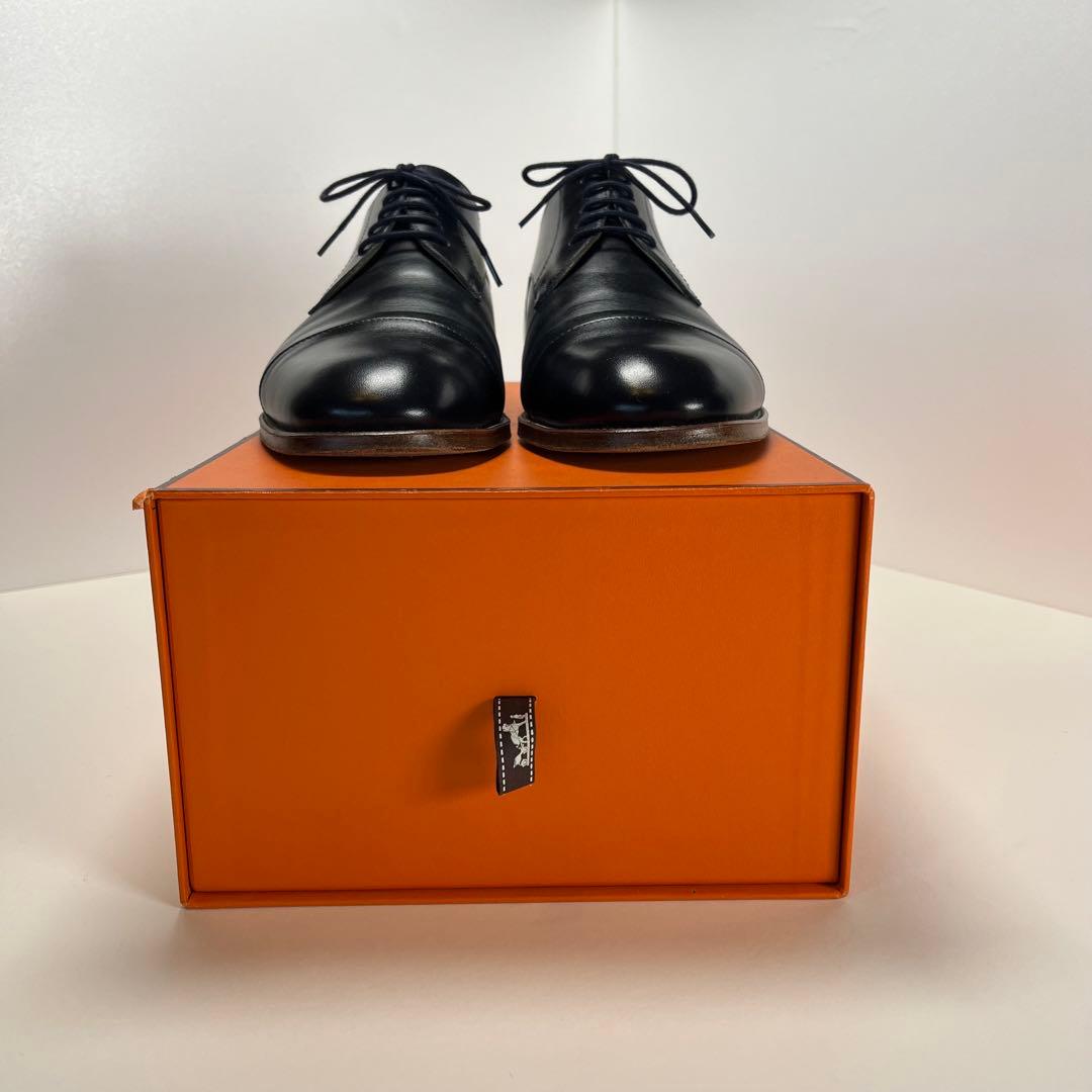 エルメス ストレートチップ 外羽根 レザー ダービーシューズ イタリア製 革靴