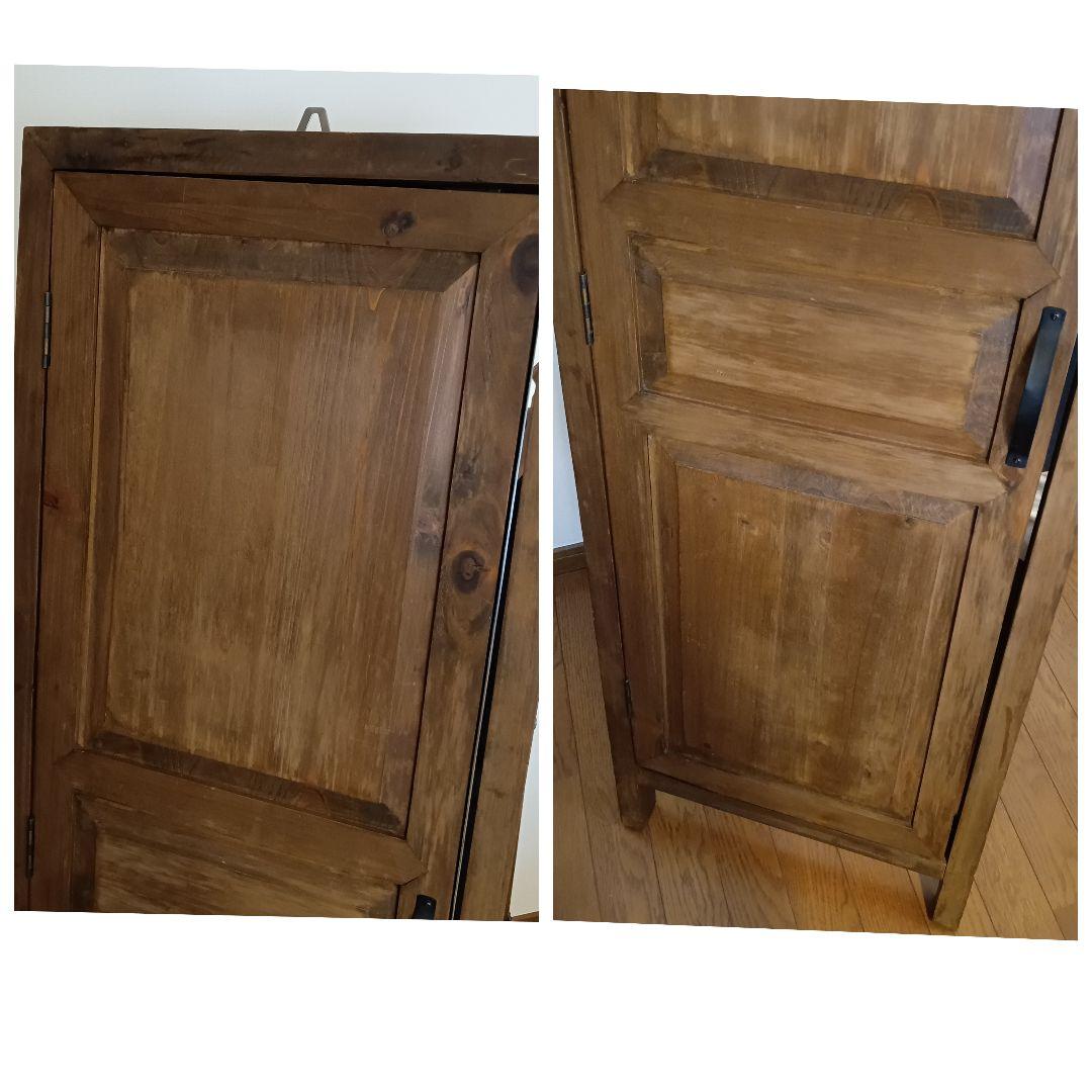 全身鏡 姿見 ブラウン アンティーク　扉付き鏡　ヴィンテージ ミラー 鏡台