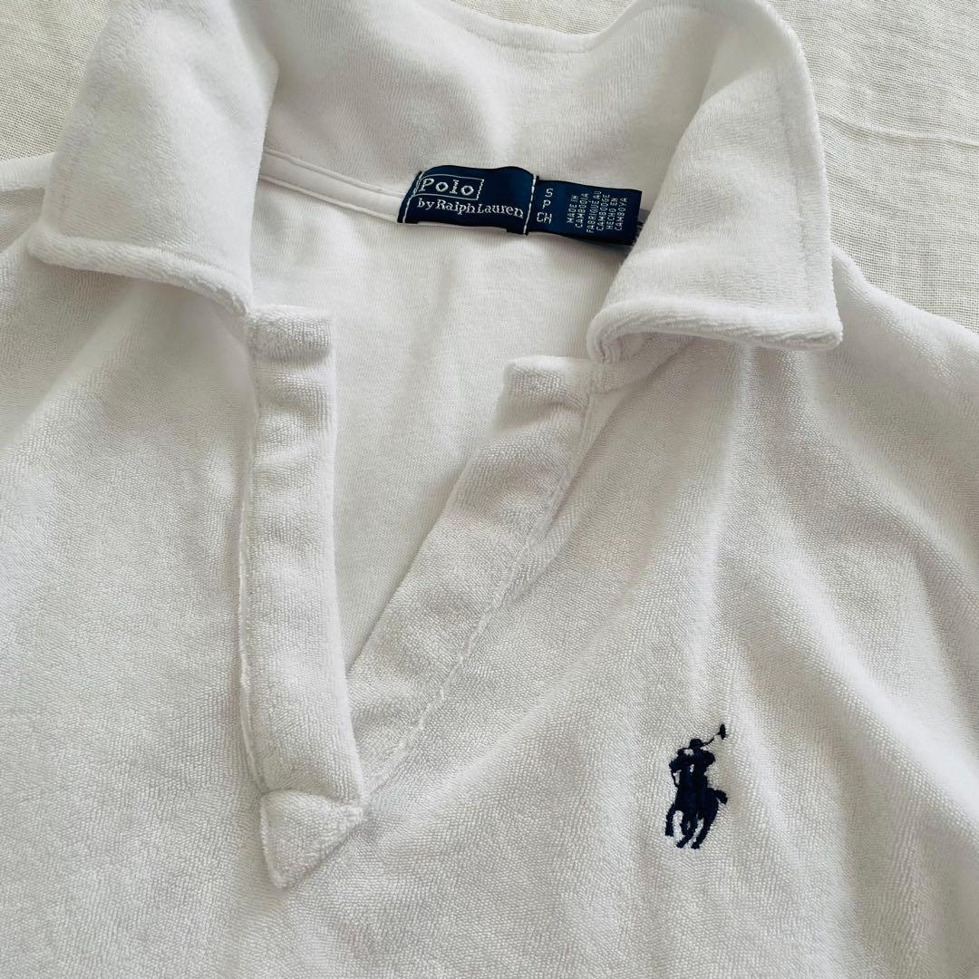 ラルフローレン♡シュランケン フィット テリー ポロ シャツ　パイル　ホワイト