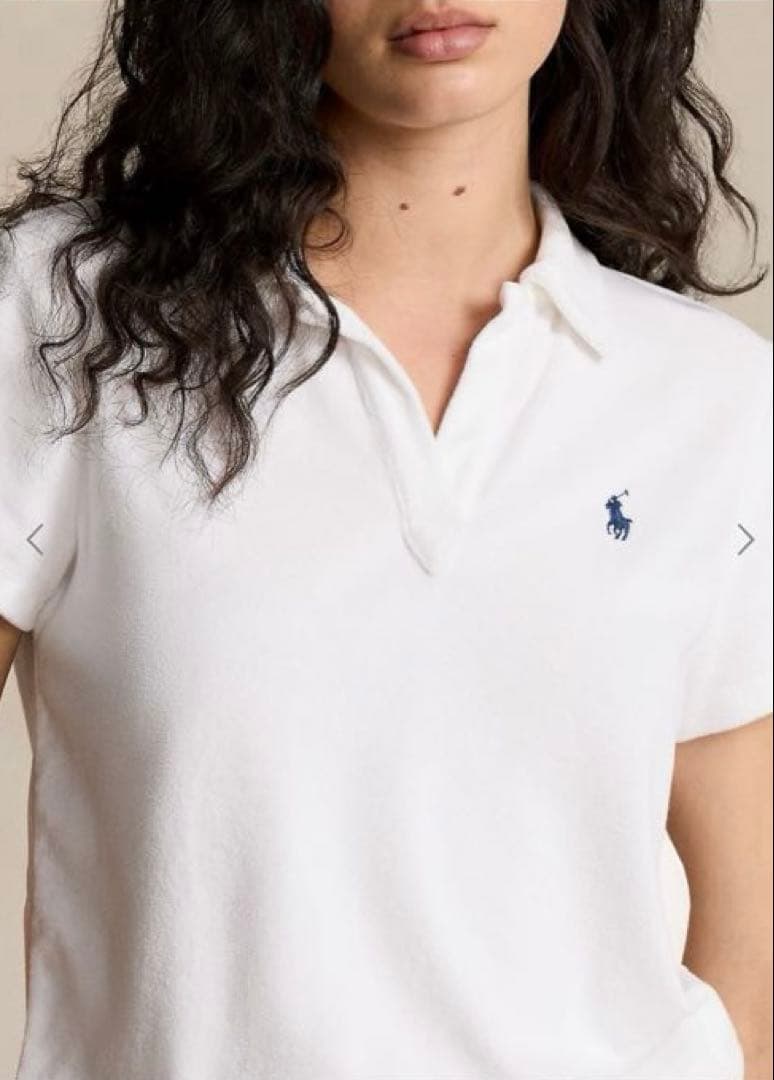 ラルフローレン♡シュランケン フィット テリー ポロ シャツ　パイル　ホワイト
