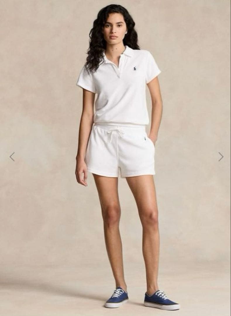 ラルフローレン♡シュランケン フィット テリー ポロ シャツ　パイル　ホワイト