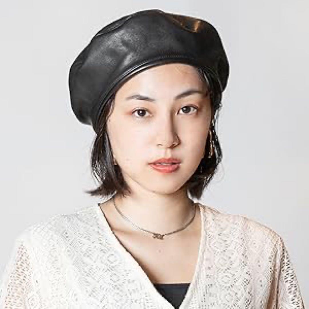 牛革　レザー ベレー帽　ブラック　CA4LA