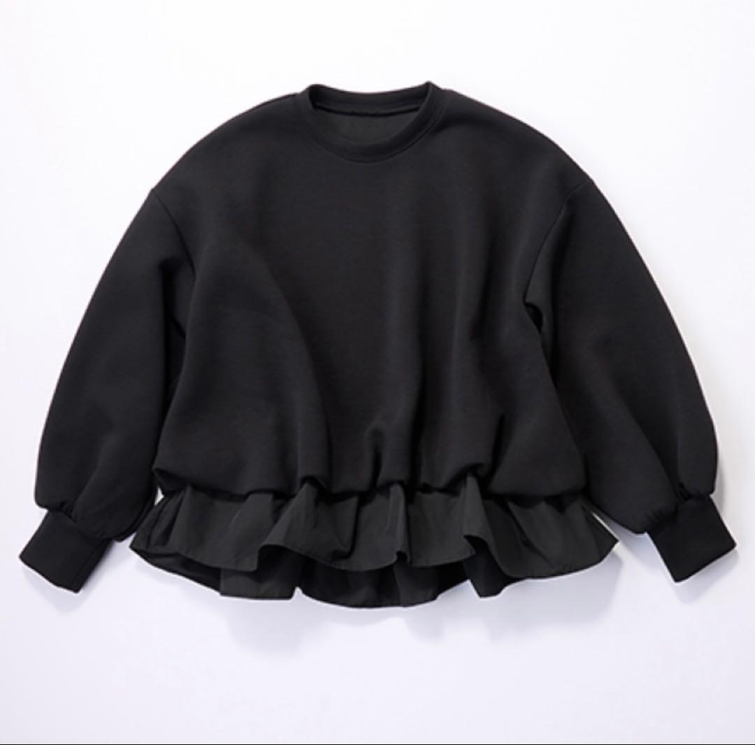 ☆新品未着用☆THREE SQUARE モチモチフリルプルオーバー　ブラック