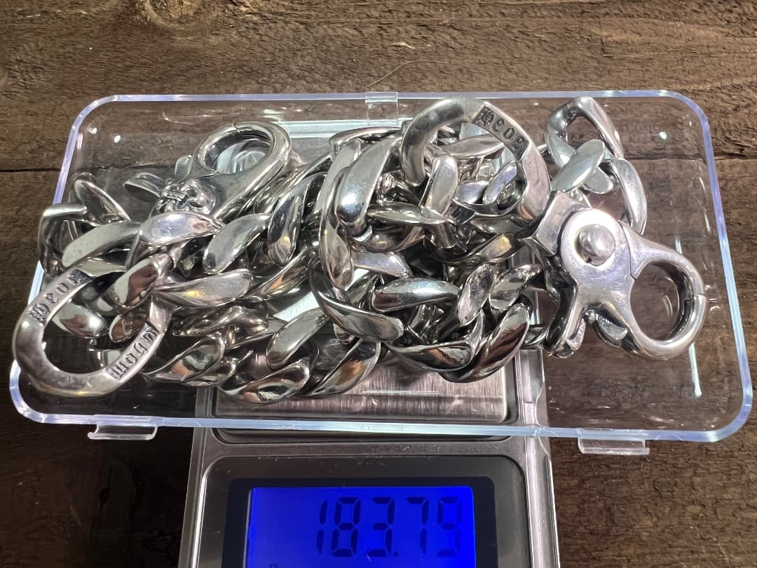 バイカー必須　ウォレット用プレーン　シルバーチェーン　TYPE2　QBKA005