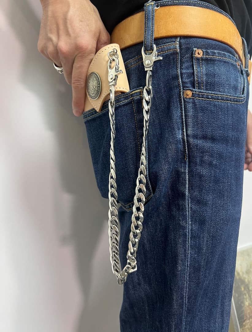 バイカー必須　ウォレット用プレーン　シルバーチェーン　TYPE2　QBKA005