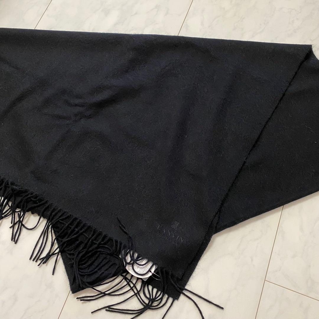 【新品未使用】ランバンコレクション カシミヤ/100% ブラック 大判マフラー