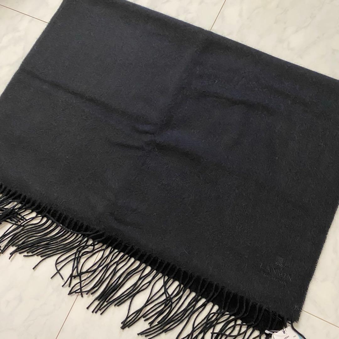 【新品未使用】ランバンコレクション カシミヤ/100% ブラック 大判マフラー