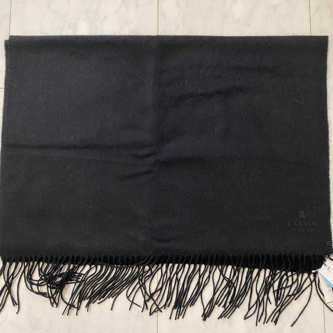 【新品未使用】ランバンコレクション カシミヤ/100% ブラック 大判マフラー