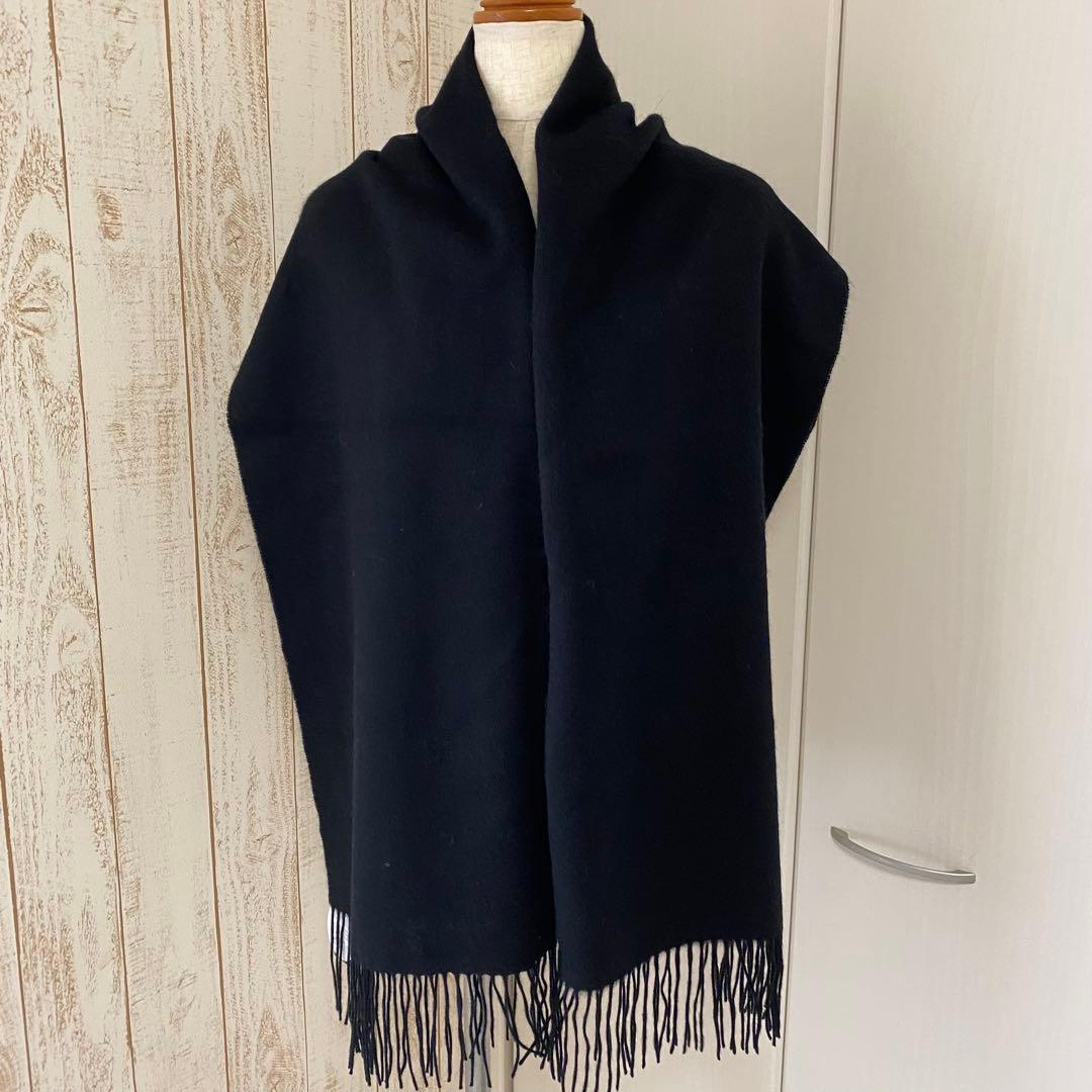 【新品未使用】ランバンコレクション カシミヤ/100% ブラック 大判マフラー