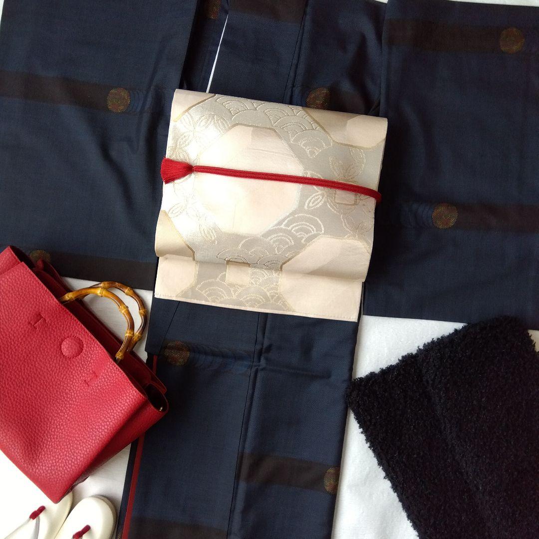 ◆未使用美品◆袋帯 川島織物モダン鎖紋 シルバーベージュ 訪問着 付下げ 小紋