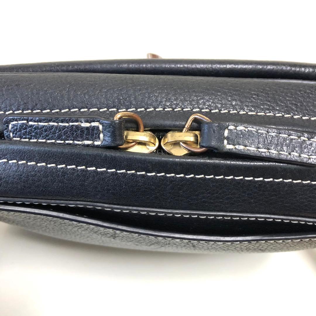 アニエスベー ショルダーバッグ ステッチ レザー ブラック