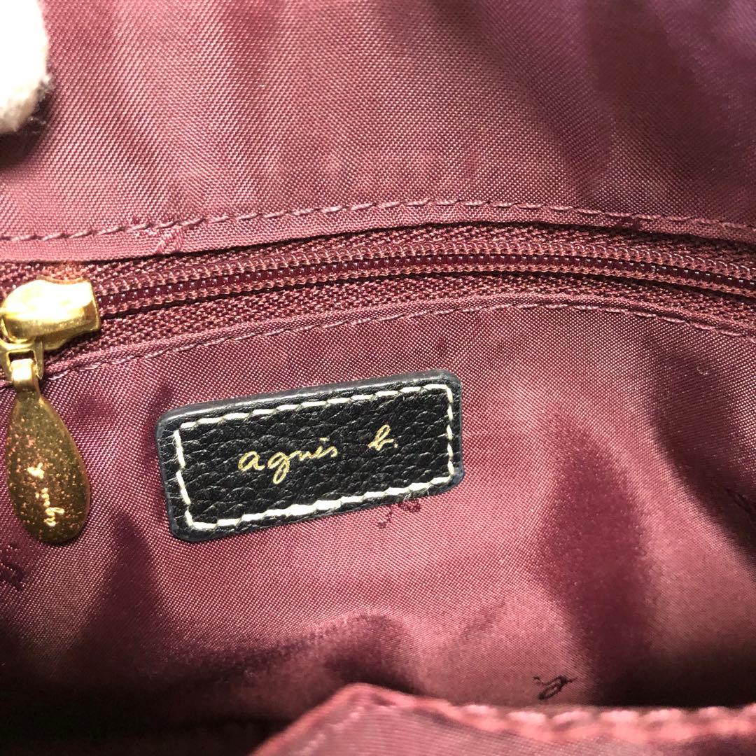 アニエスベー ショルダーバッグ ステッチ レザー ブラック