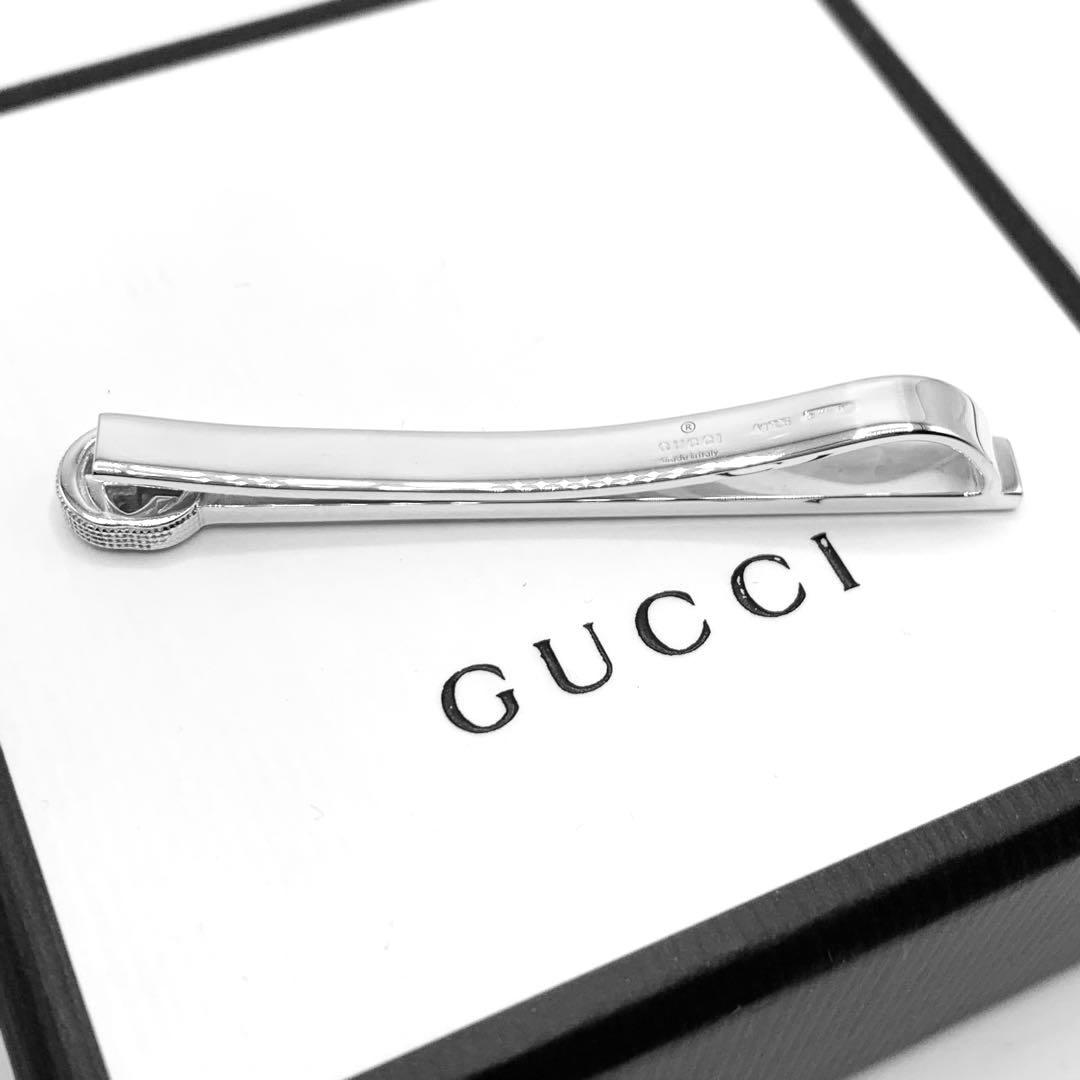 【鏡面仕上】GUCCI ネクタイピン　オシャレ　インターロッキングG 925