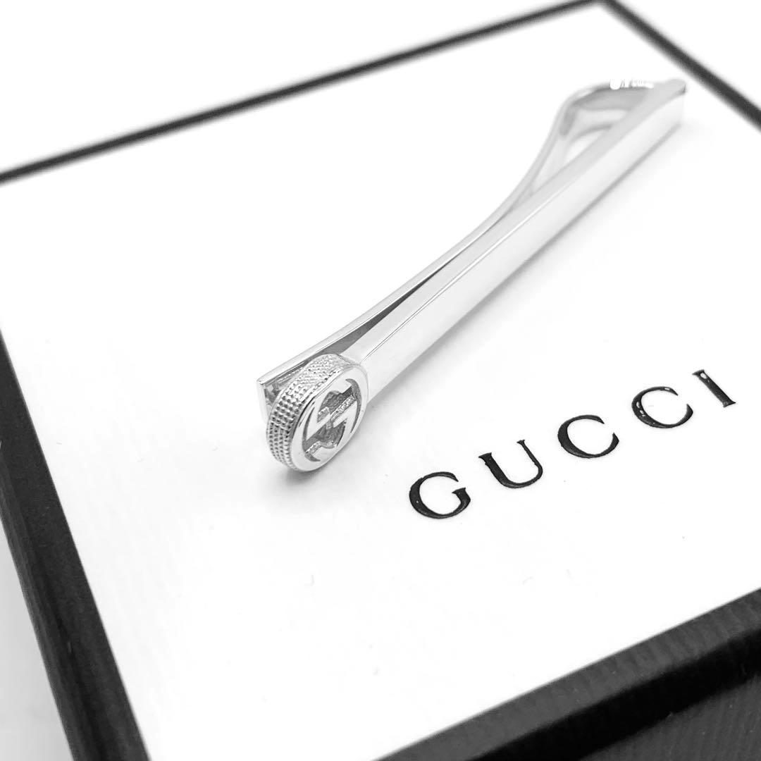 【鏡面仕上】GUCCI ネクタイピン　オシャレ　インターロッキングG 925