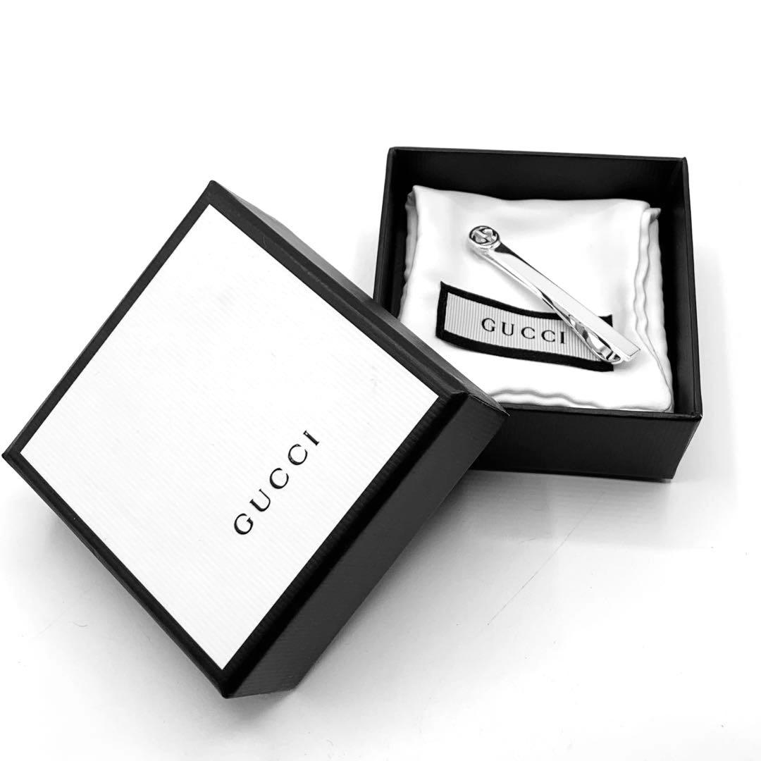 【鏡面仕上】GUCCI ネクタイピン　オシャレ　インターロッキングG 925