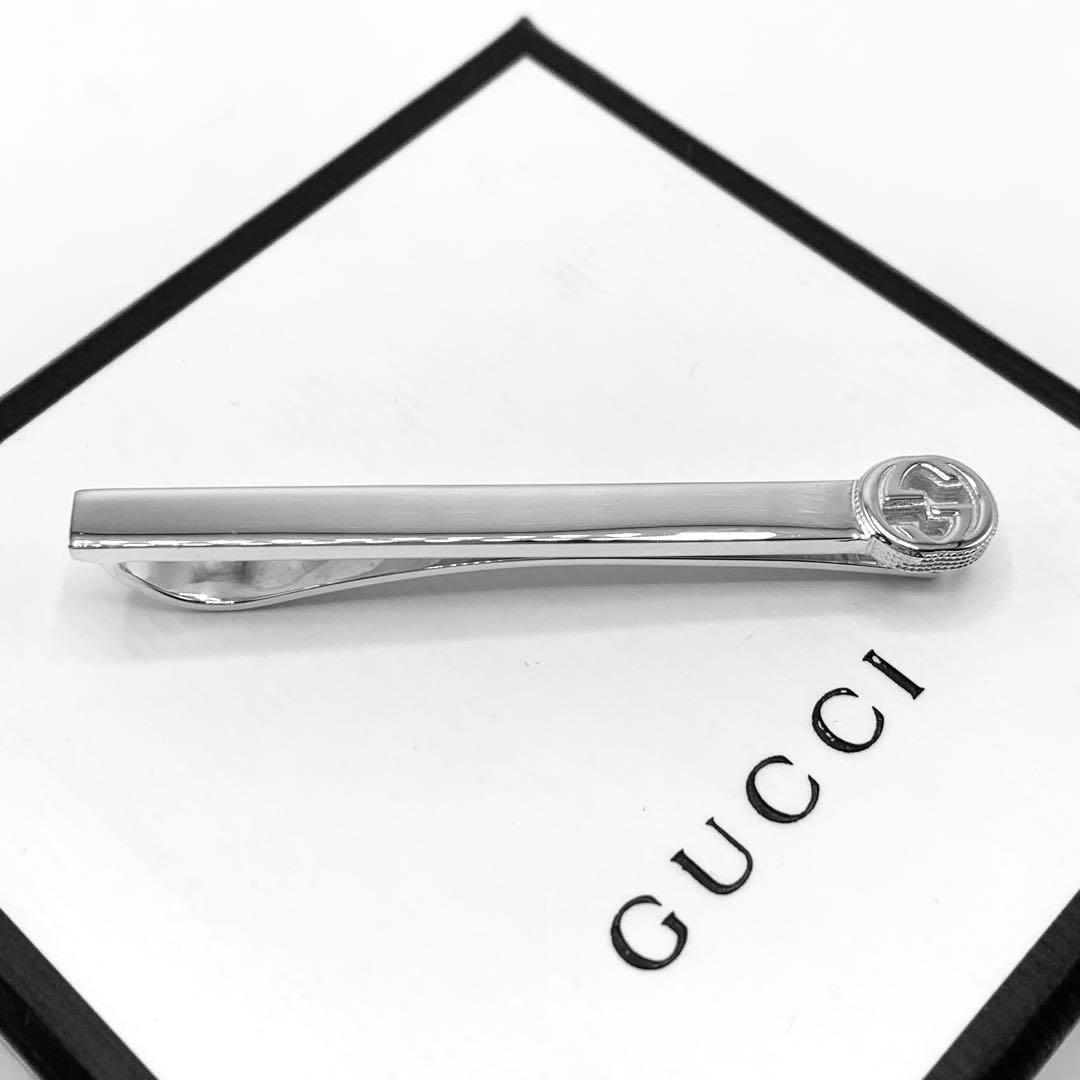 【鏡面仕上】GUCCI ネクタイピン　オシャレ　インターロッキングG 925