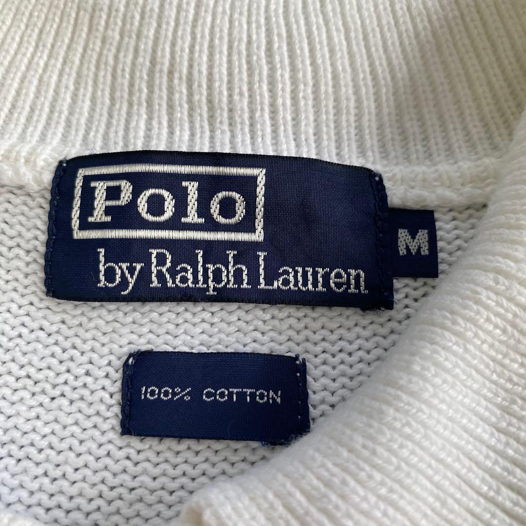 美品★90s ポロラルフローレン 半袖 サマーニット ポロシャツ ロゴ刺繡 M