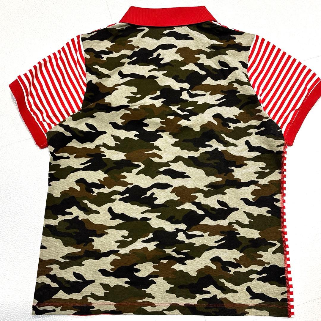 【未使用/L】ダンスウィズドラゴン　チビドラワッペン　ポロシャツ　ボーダー　迷彩