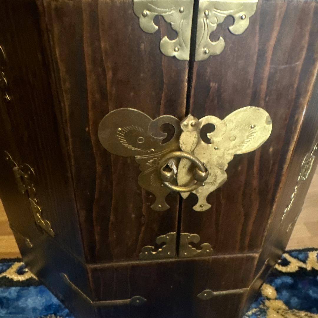 瞬間的お値下げ❣️アンティーク李朝家具　八角箱　帽子入れ 収納箱　韓国美術