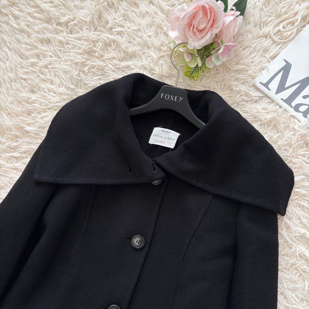 Max&Co クチートアマーノ　大きいサイズ　カシミヤ混ロングコート　黒　44