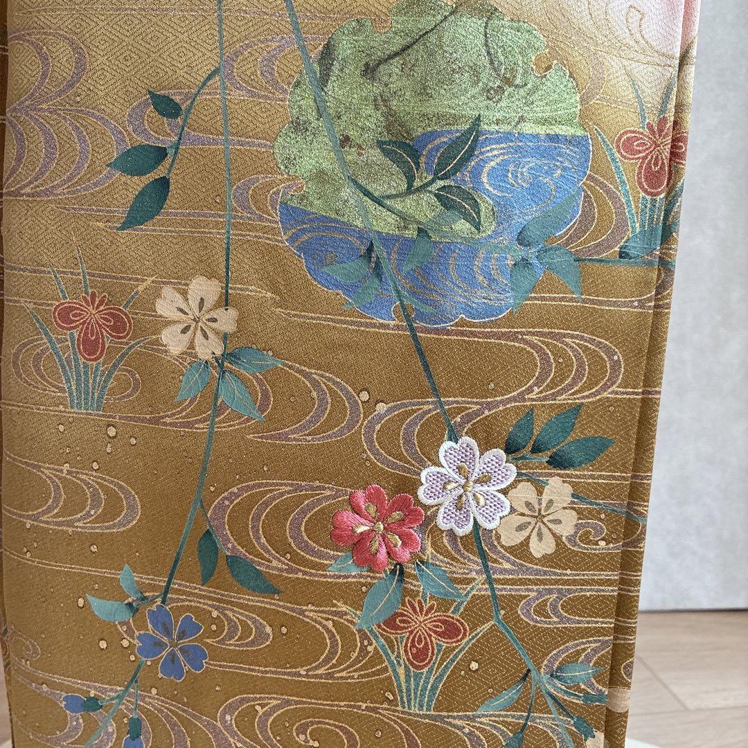 a*i様 訪問着　フルセット　着物　正絹　袷　刺繍　枝花　雪輪　J5