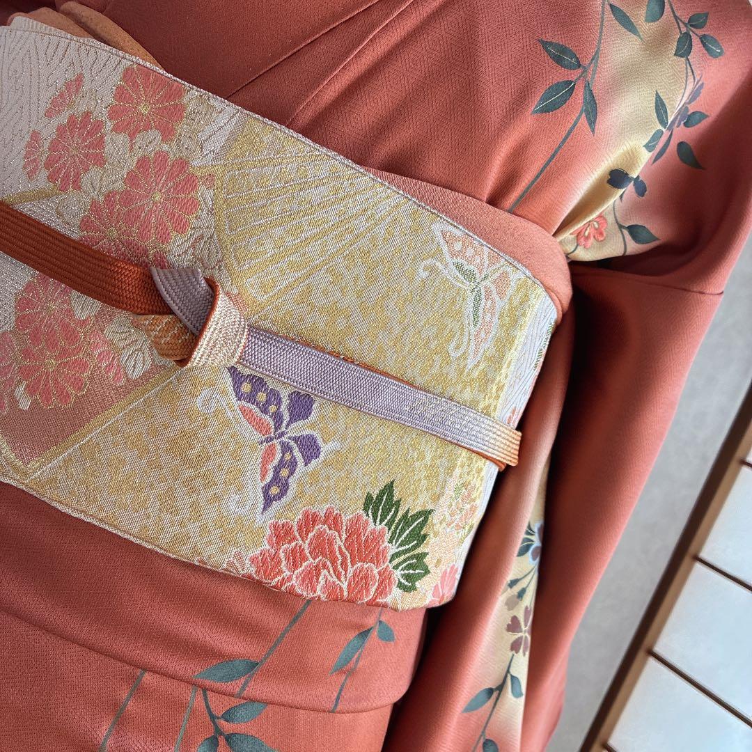 a*i様 訪問着　フルセット　着物　正絹　袷　刺繍　枝花　雪輪　J5