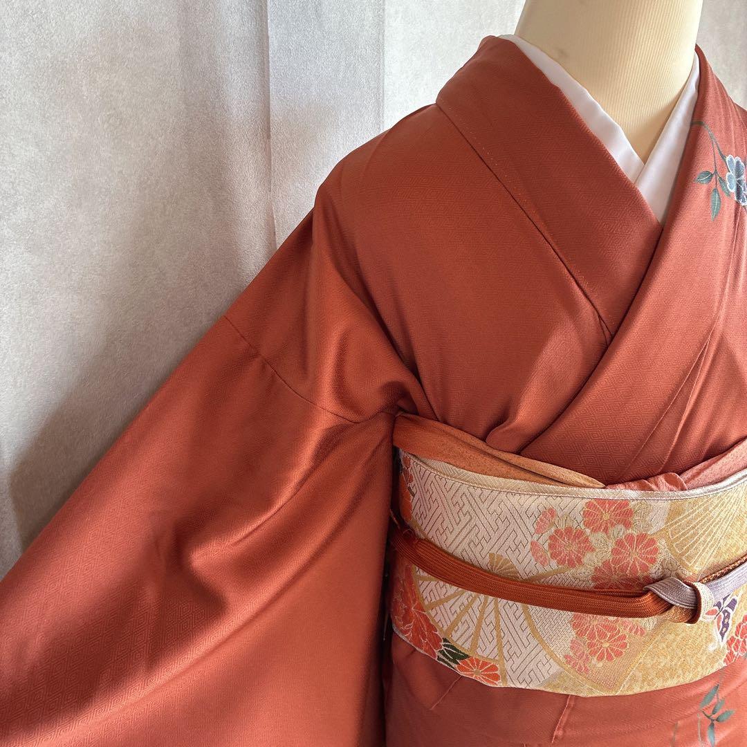 a*i様 訪問着　フルセット　着物　正絹　袷　刺繍　枝花　雪輪　J5