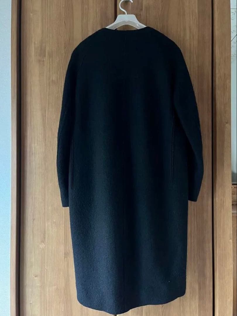 プレインピープル　圧縮ウールノーカラージップアップコート