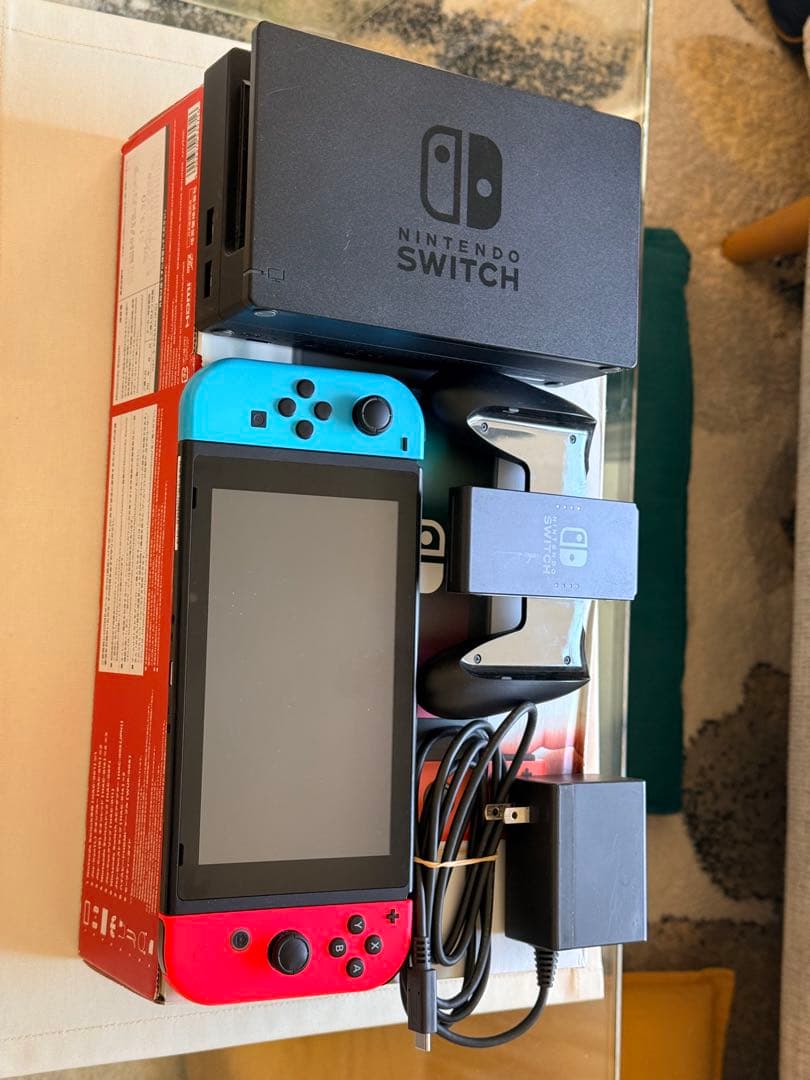 Switch 本体 赤青 箱付き 64GB SDカード付 ※ストラップ欠品