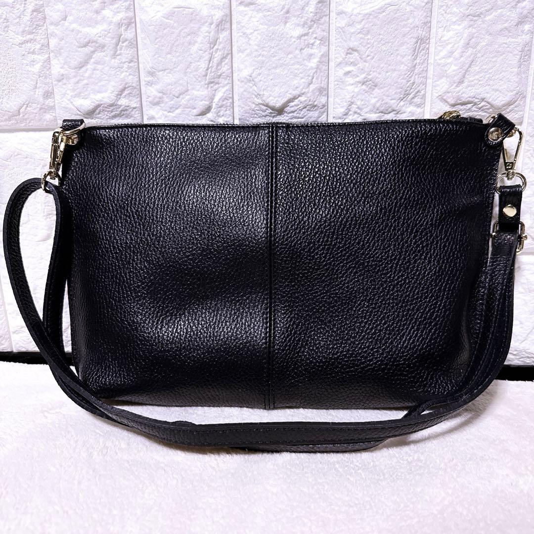 完売品【未使用】オウレンティ ポーチ付きトートバッグ 3way A4 黒 シボ革