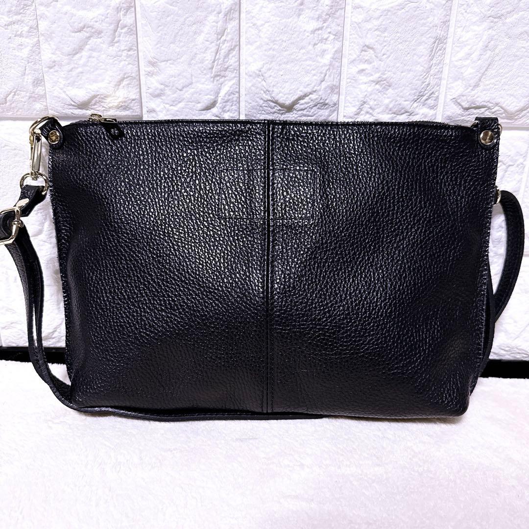 完売品【未使用】オウレンティ ポーチ付きトートバッグ 3way A4 黒 シボ革