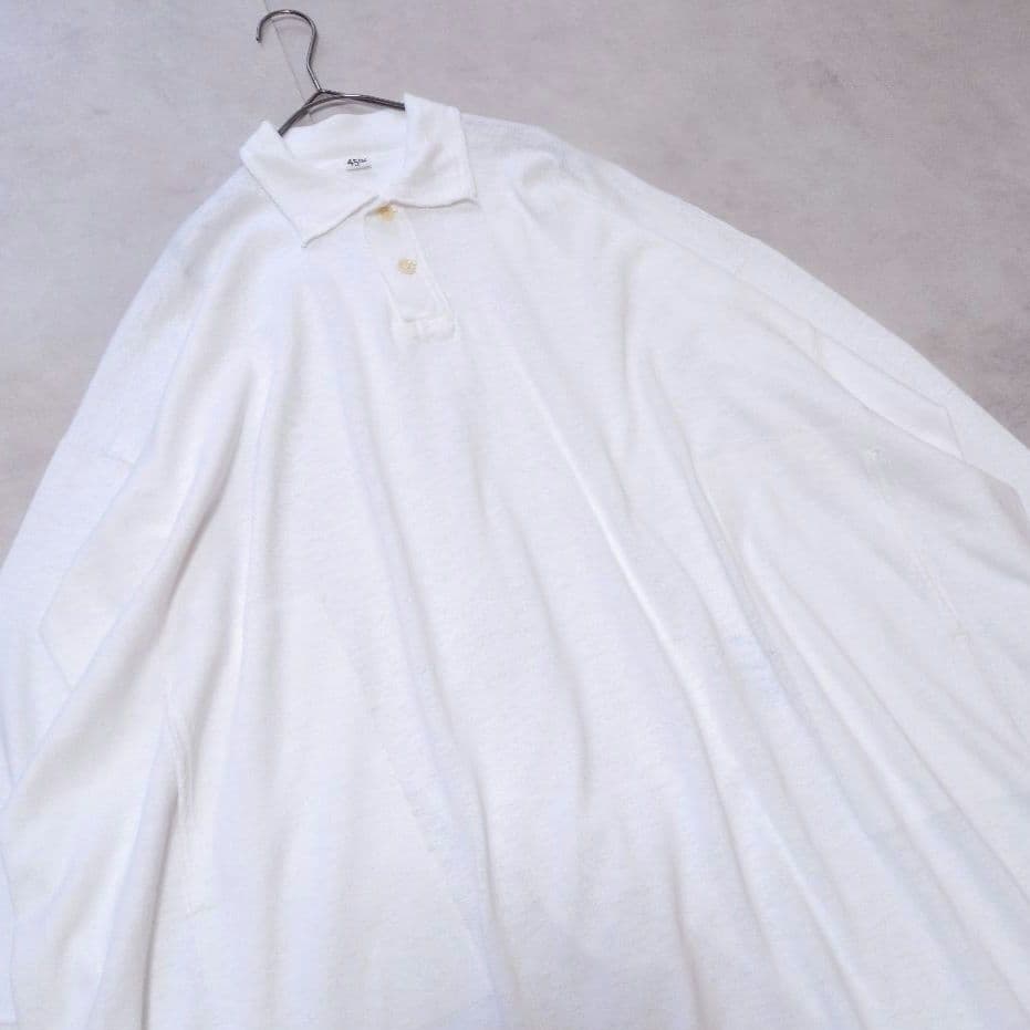 美品✨️45R デイリーニットソーのドレス❁たっぷり身幅 ロング 白 現行タグ