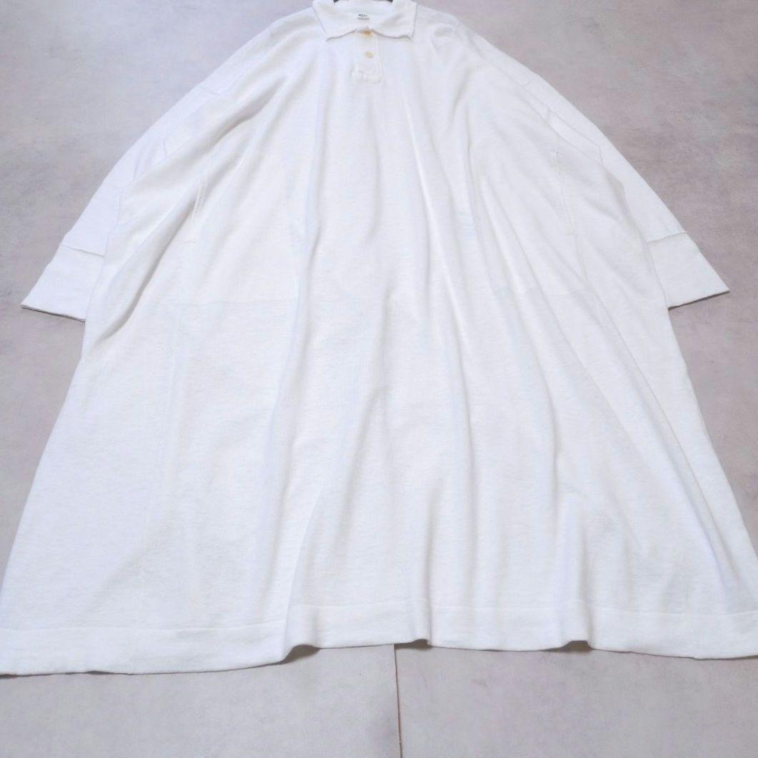 美品✨️45R デイリーニットソーのドレス❁たっぷり身幅 ロング 白 現行タグ