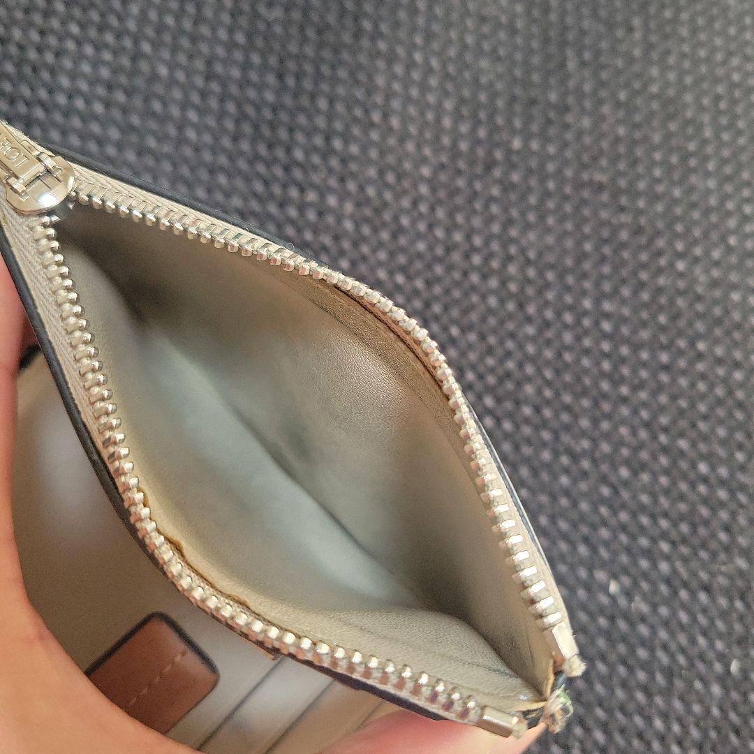 LOEWE　レザー 三つ折り財布 ライトグリーン　バイカラー