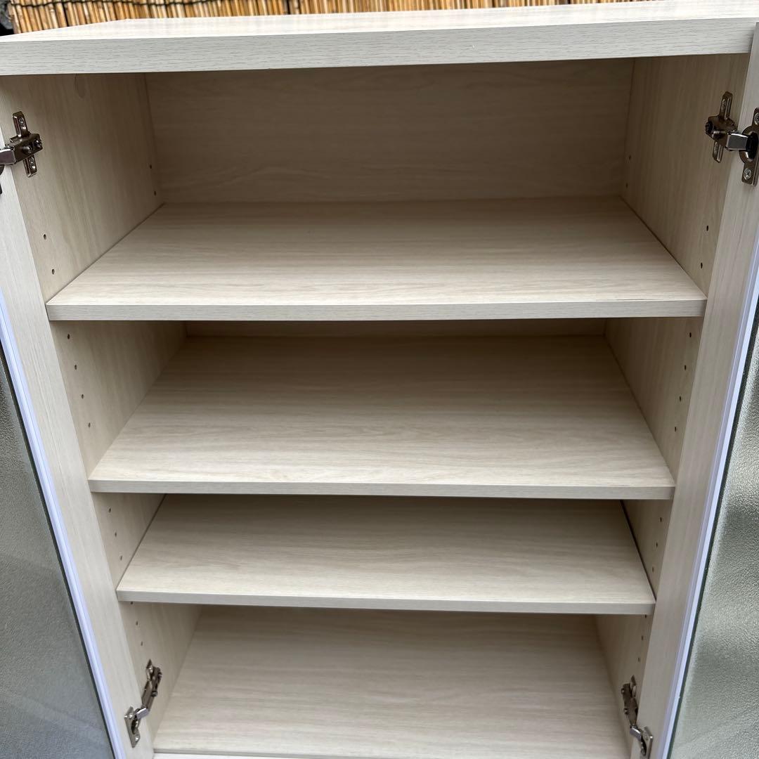 ぼん家具 食器棚 ロータイプ カップボード キッチン収納 ホワイト