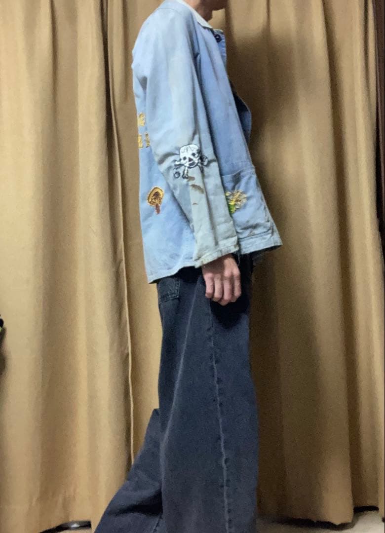 vintageボロ古着 刺繍　ワークジャケット