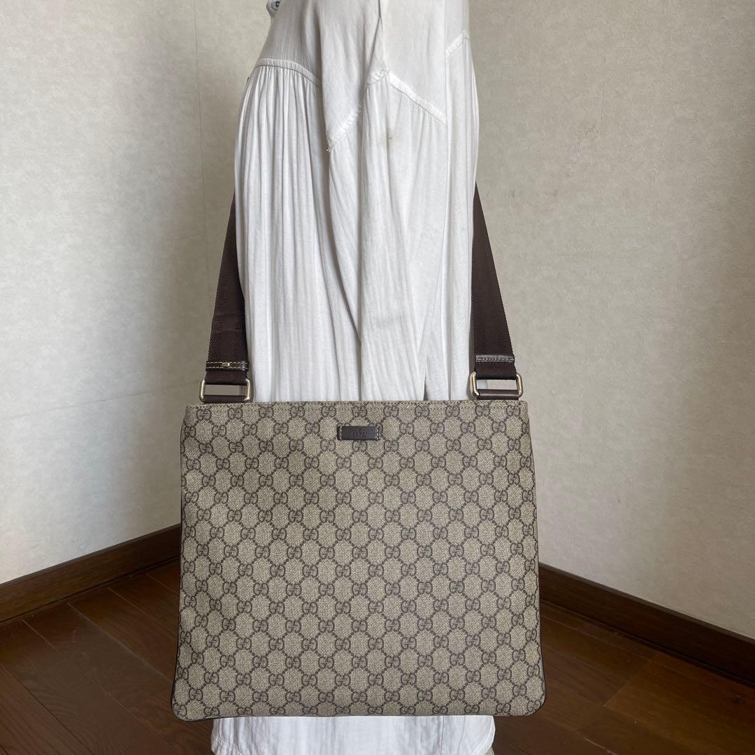 ◇ 美品 GUCCI グッチ ショルダーバッグ GGスプリーム×レザー ◇