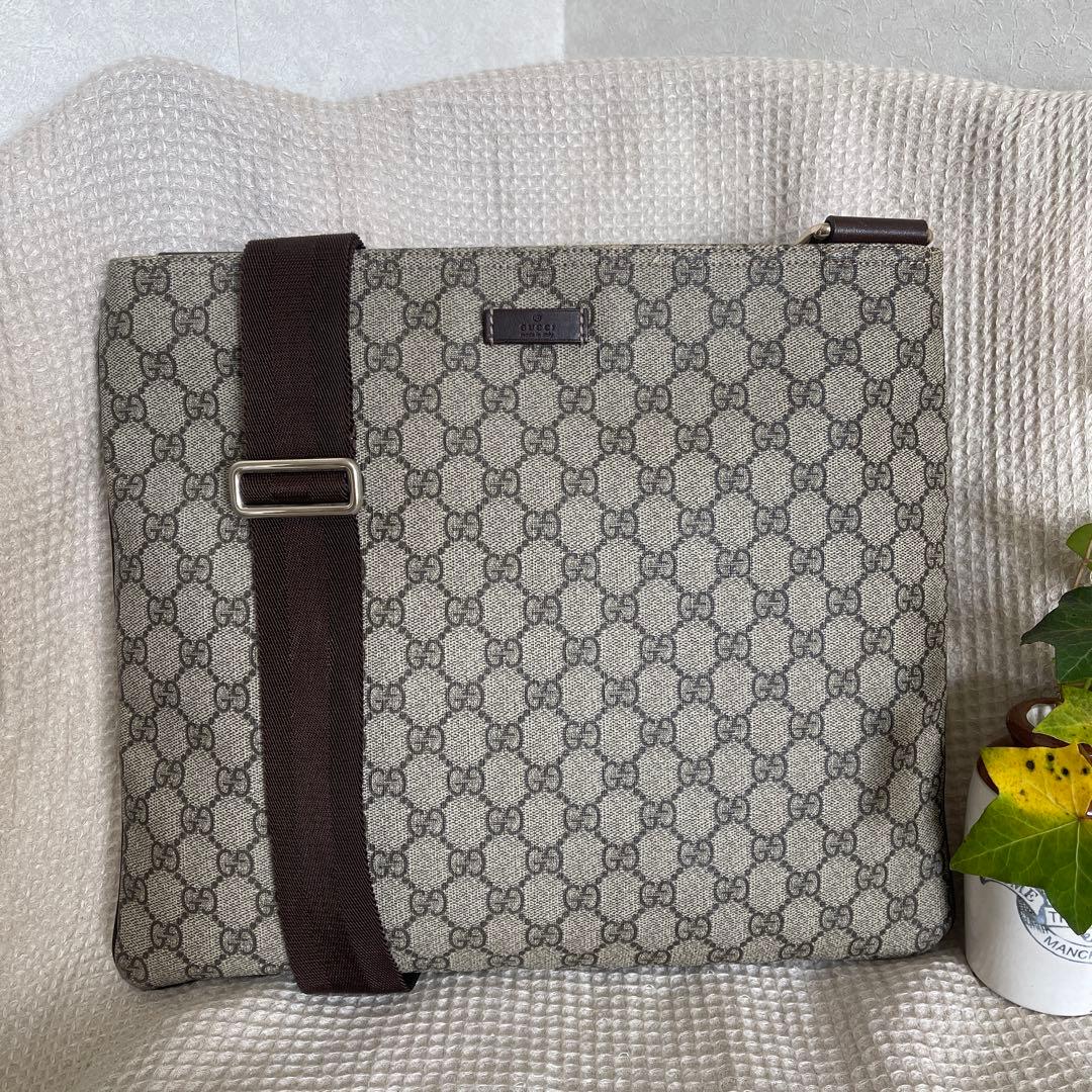 ◇ 美品 GUCCI グッチ ショルダーバッグ GGスプリーム×レザー ◇