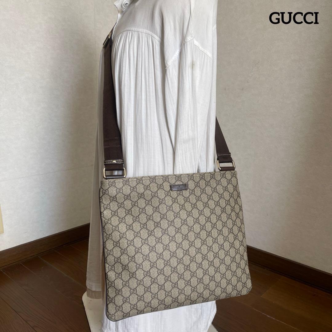 ◇ 美品 GUCCI グッチ ショルダーバッグ GGスプリーム×レザー ◇