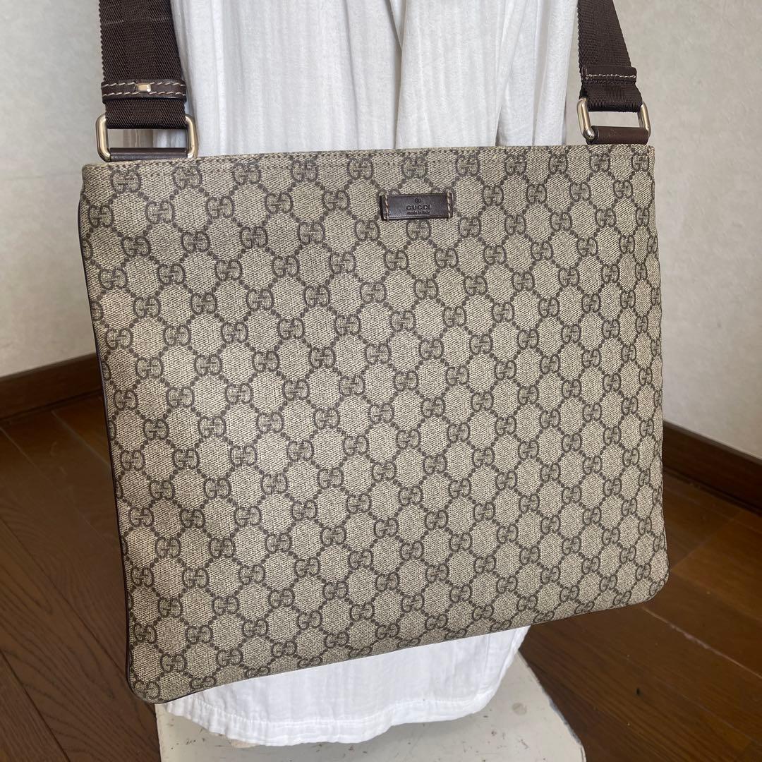 ◇ 美品 GUCCI グッチ ショルダーバッグ GGスプリーム×レザー ◇