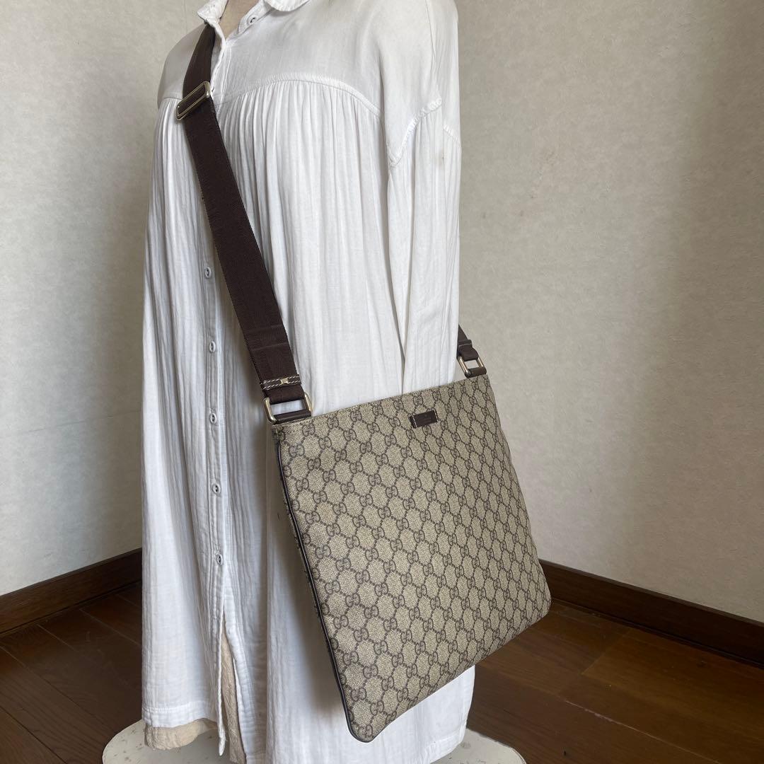 ◇ 美品 GUCCI グッチ ショルダーバッグ GGスプリーム×レザー ◇