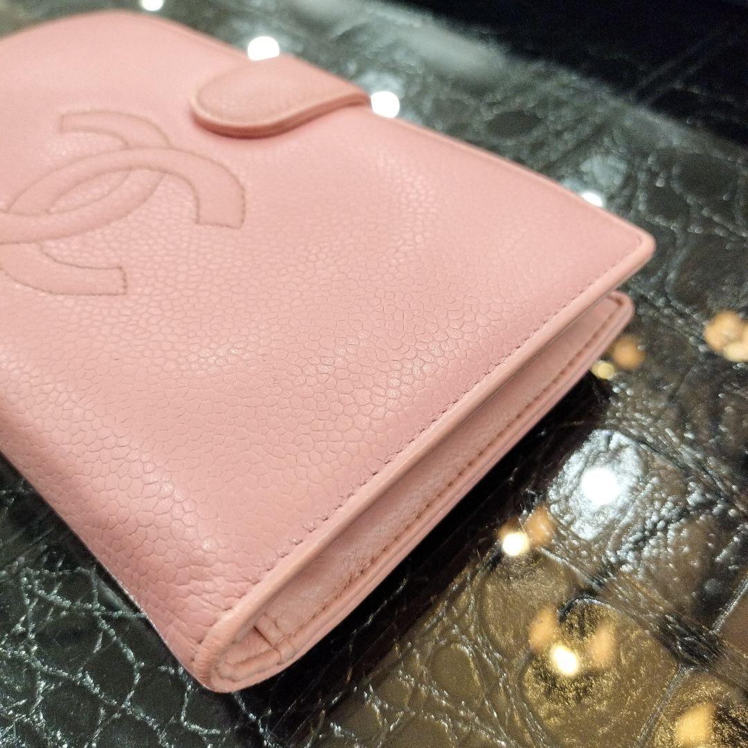 CHANEL キャビアスキン 長財布 がま口 ピンク