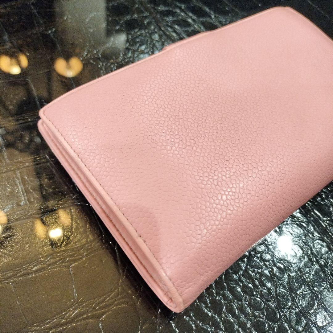 CHANEL キャビアスキン 長財布 がま口 ピンク