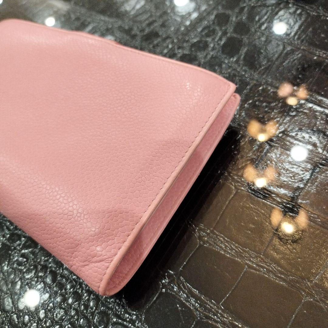 CHANEL キャビアスキン 長財布 がま口 ピンク